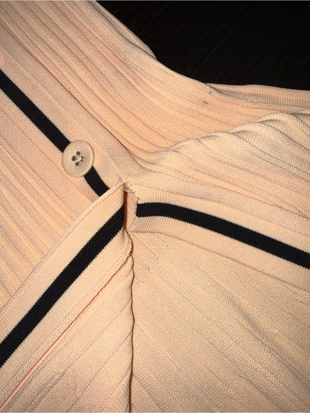 Pleated V-Neck Midi Dress in Blush with Contrast Trim - Picture 7 of 8